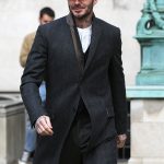 David Beckham Black Wool Winter Coat For Men