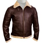 Dunkirk Tom Hardy Fur Lining Brown Leather Jacket
