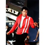 Elvis Presley Speedway Red And White Bomber Jacket