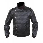Winter Soldier Bucky Barnes Black Leather Straps Jacket
