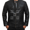 Black Quilted David Beckham Motor Biker Leather Jacket