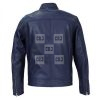 Real Blue Cafe Racer Leather Jacket - Image 2