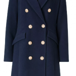 Wool Women Brie Larson Casual Navy Blue Winter Coat