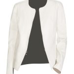 Ladies Casual Slim Fit Collarless White Leather Jacket