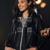 Gal Gadot Black Lambskin Leather Slim Fit Biker Jacket