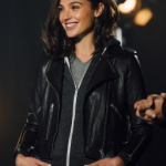 Gal Gadot Black Lambskin Leather Slim Fit Biker Jacket