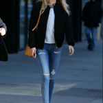 Gigi Hadid Women Casual Black Bomber Leather Jacket