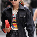 Gigi Hadid Women’s Black Denim Casual Long Jacket