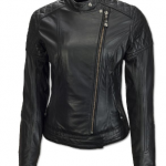 Girls Slim Fit Black Biker Casual Leather Jacket On Sale