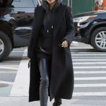 Black Hailey Baldwin Wool Long Blazer Style Coat