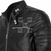 James Franco Mens Casual Black Vintage Leather Blazer - Image 2