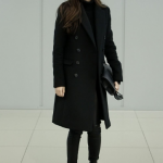Jessica Jung Casual Black Long Wool Rain Coat