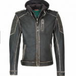 Joker Suicide Squad Distressed Leather Hooded Jacket