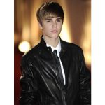Justin Bieber Mens Real Black Leather Jacket