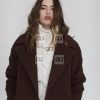 Kaia Gerber Brown Suede Double Breasted Winter Coat For Women