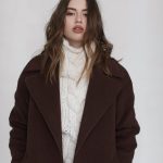 Kaia Gerber Brown Suede Double Breasted Winter Coat For Women