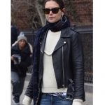 Katie Holmes Miss Meadow Biker Real Leather Jacket