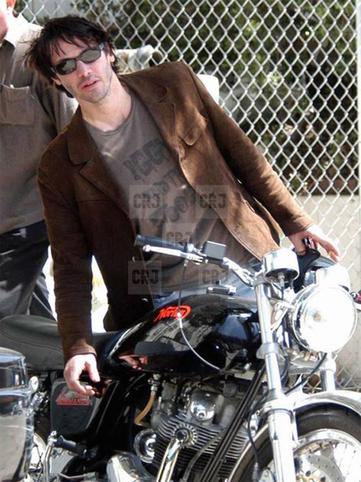 Vintage Faux Fur Winter Jacket For Men Brown Leather Keanu Reeves