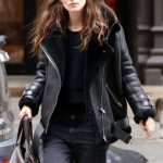 Keira Knightley B3 Black Shearling Bomber Leather Jacket