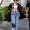 Kendall Jenner Brown Leather Knee Length Winter Coat - Image 2