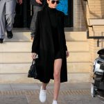 Kendall Jenner Real Black Wool Buttonless Peacoat
