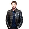 Gerard Butler Mike Banning Casual Black Leather Jacket