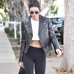 Slim Fit Kendall Jenner Black Biker Leather Jacket
