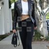 Slim Fit Kendall Jenner Black Biker Leather Jacket - Image 2