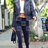 Slim Fit Kendall Jenner Black Biker Leather Jacket - Image 3