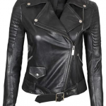 New Style Ladies Biker Black Genuine Leather Jacket
