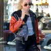 Hailey Baldwin Black & Orange Leather Biker Jacket - Image 3