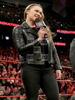 Slim Fit WWE Ronda Rousey Genuine Leather Jacket - Image 2