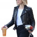 Lucy Hale Real Belted Black Biker Genuine Leather Jacket