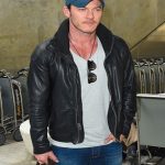 Luke Evans Casual Double Collar Black Biker Leather Jacket