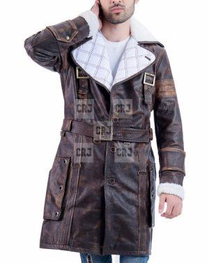 Maxson’s Battle Fallout 4 Trench Distressed Leather Coat