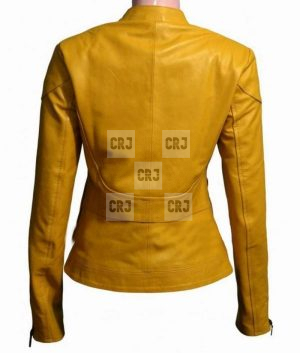 Megan Fox Leather Jacket | Megan Fox Yellow Biker Jacket - Image 3