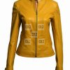 Megan Fox Leather Jacket | Megan Fox Yellow Biker Jacket - Image 2