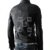 Men Black Slim Fit Multi Pocket Rider Leather Jacket - Image 3