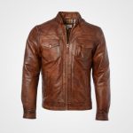 Men Cafe Racer Vintage Brown Biker Leather Jacket