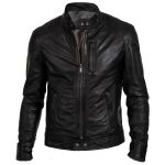 Men’s Biker Hunt Black Leather Motorcycle Jacket