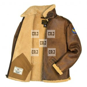 B-6 Shearling Bomber Brown Leather Jacket - Image 2