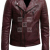 Brown Biker Mens Cross Zipped Fashion Leather Jacket