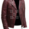 Brown Biker Mens Cross Zipped Fashion Leather Jacket - Image 2