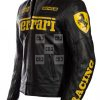 Ferrari Black Moto Racer Leather Jacket