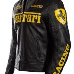 Ferrari Black Moto Racer Leather Jacket