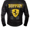 Ferrari Black Moto Racer Leather Jacket - Image 3