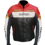 Ferrari Red and Black Moto Racer Leather Jacket