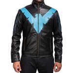Night Wing Batman & Robbin Black Moto Cosplay Biker Leather Jacket