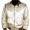 Satin Bomber Scorpion Ryan Gosling Quilted Ivory Jacket - Image 2