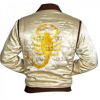 Satin Bomber Scorpion Ryan Gosling Quilted Ivory Jacket